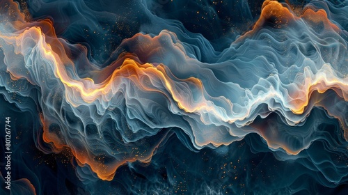 Blue and orange abstract background with flowing shapes photo