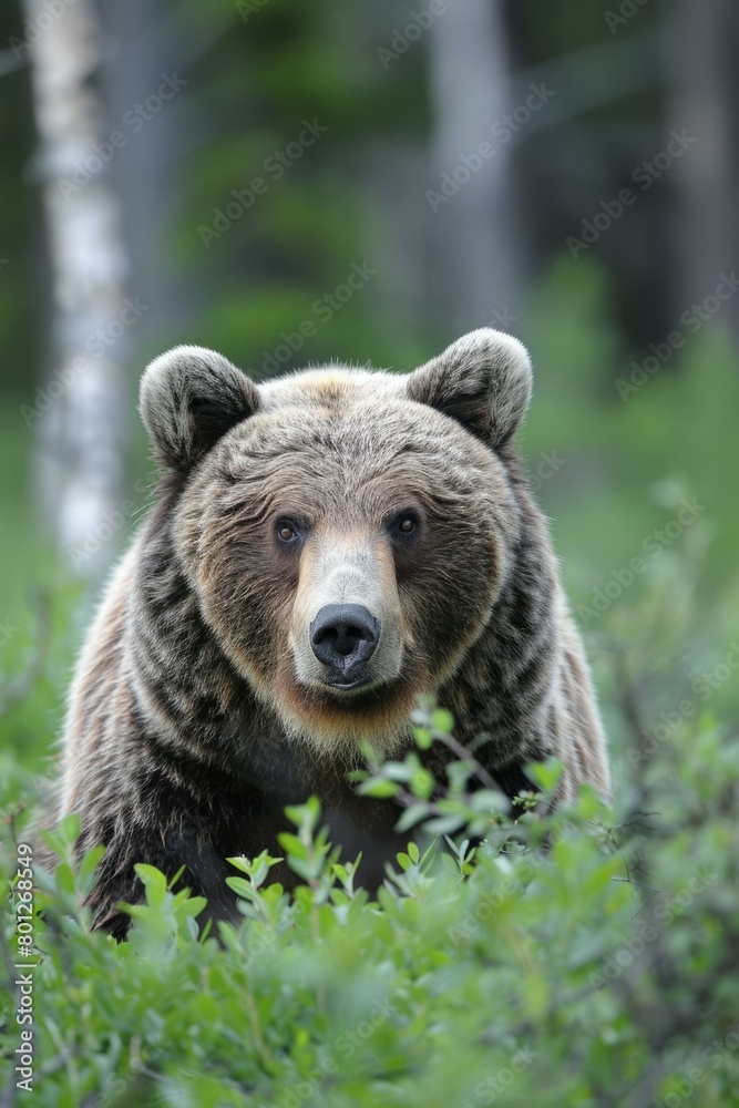 Close up of a brown bear in the forest Close up of a brown bear in the forest