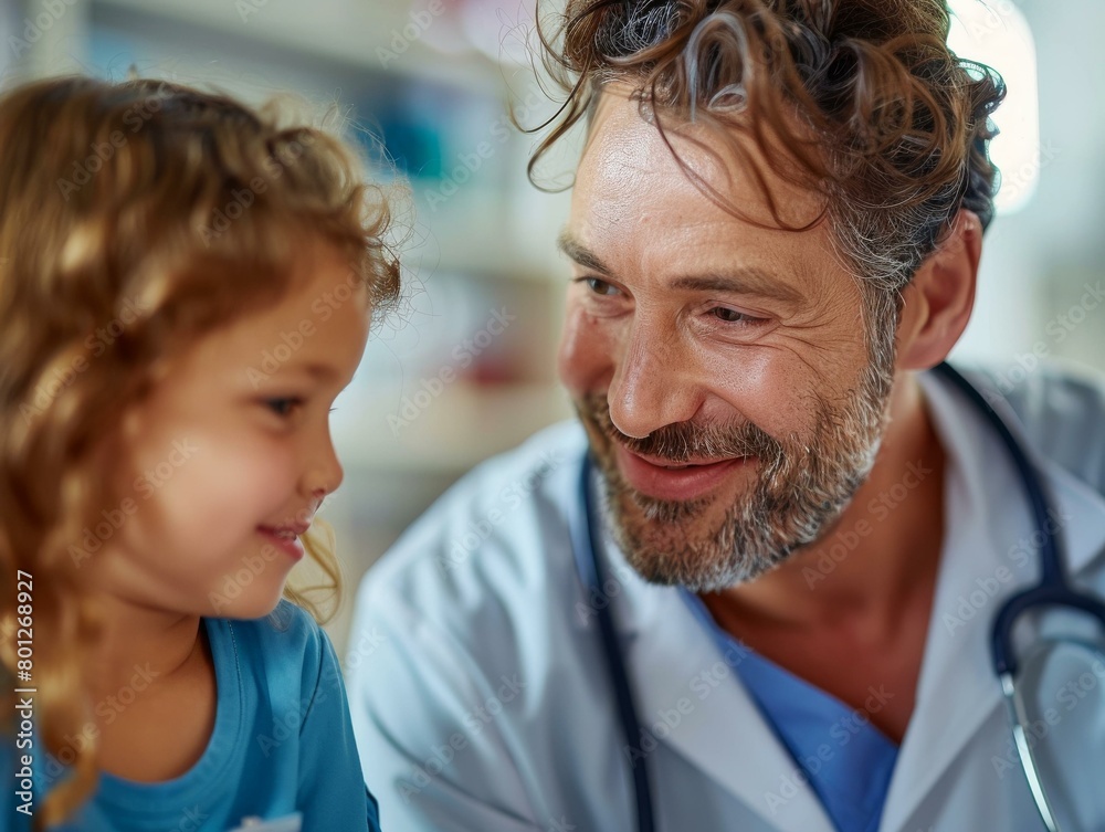 Male doctor with young female patient Male doctor with young female patient