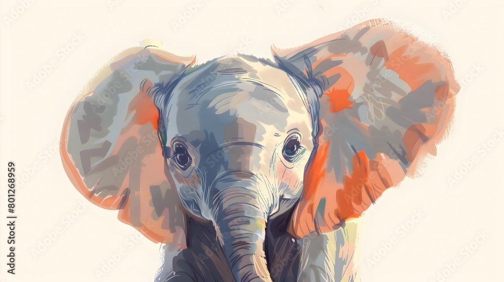 Obraz premium Soothing Pastel of a Charming Baby Elephant