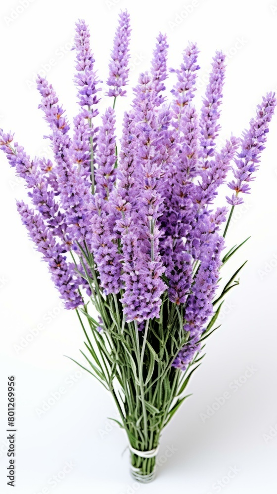 Obraz premium A beautiful bouquet of lavender flowers isolated on a white background