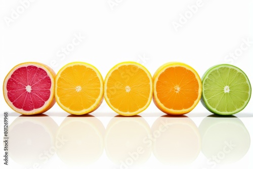 Various citrus fruits including blood orange, orange, tangelo, and lime