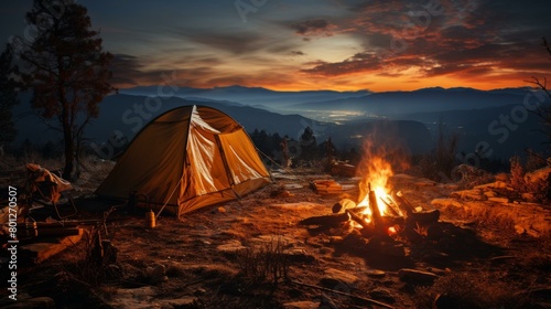 Camping in the mountains under the stars photo