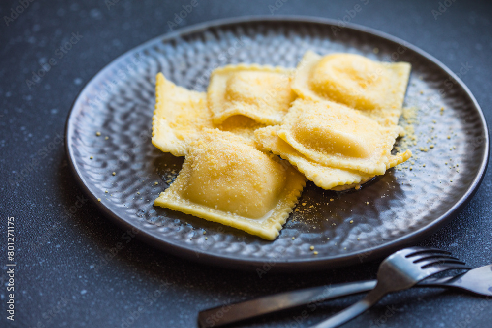 italian ravioli filling with ricotta cheese and spinach close-up italian ravioli filling with ricotta cheese and spinach close-up