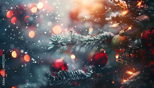 Christmas background with tree and balls