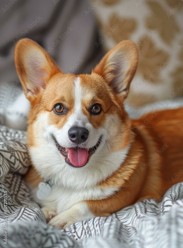 A cute corgi dog with a happy expression on its face A cute corgi dog with a happy expression on its face