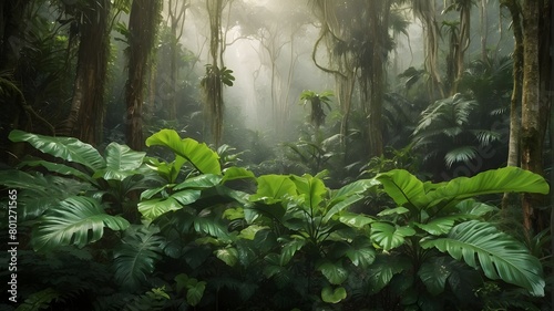 Rich Verdant Leaves in a Tropical Forest