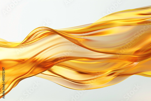 Amber wave flow, golden-yellow smooth wave abstract on a white background.
