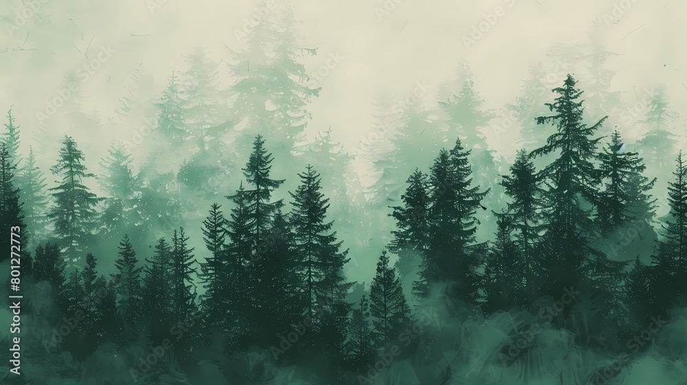 Forest foggy illustration poster background