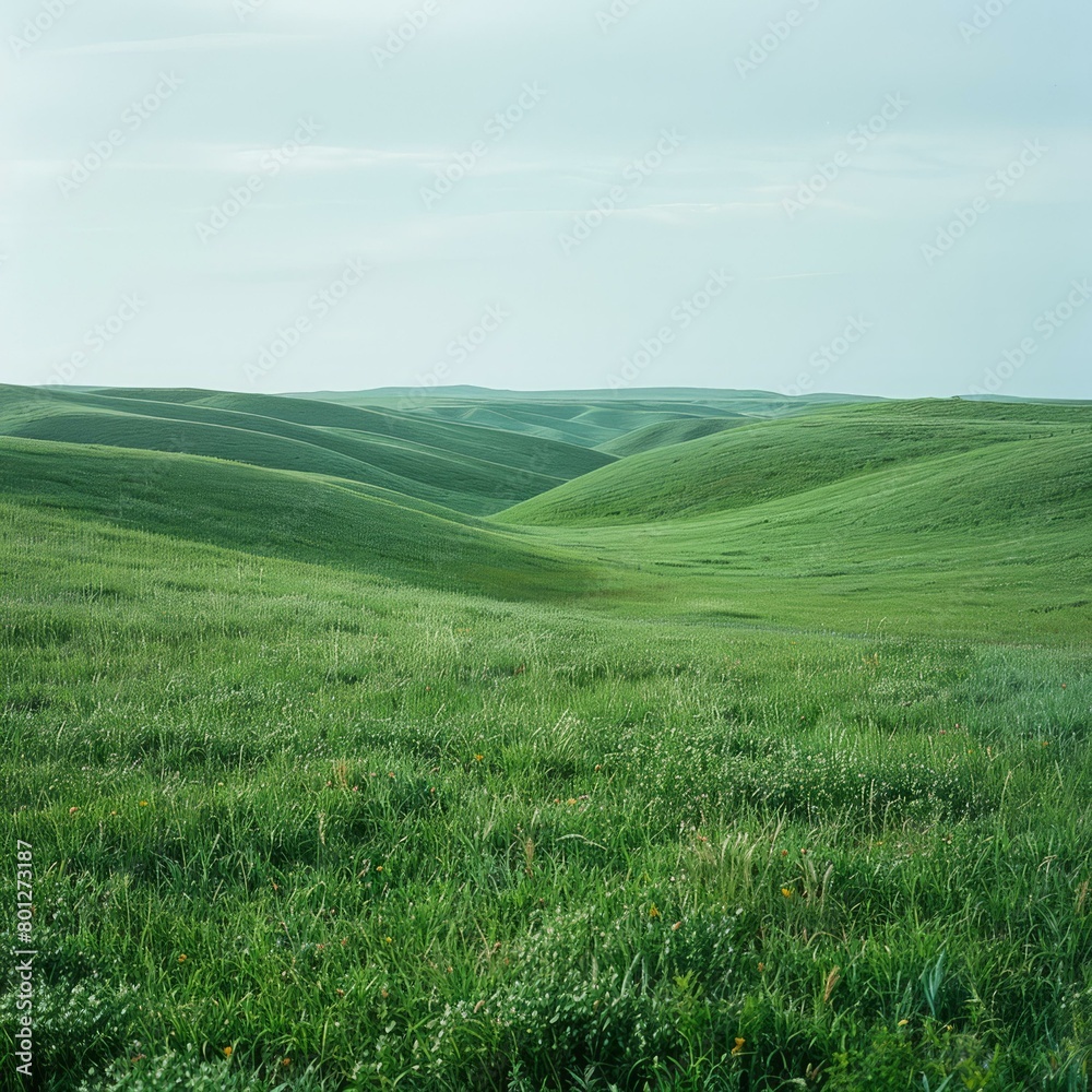 Naklejka premium Green rolling hills of the prairie