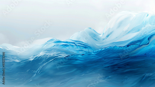 Arctic blue wave abstract, icy and serene arctic blue wave flowing smoothly on a white backdrop. photo