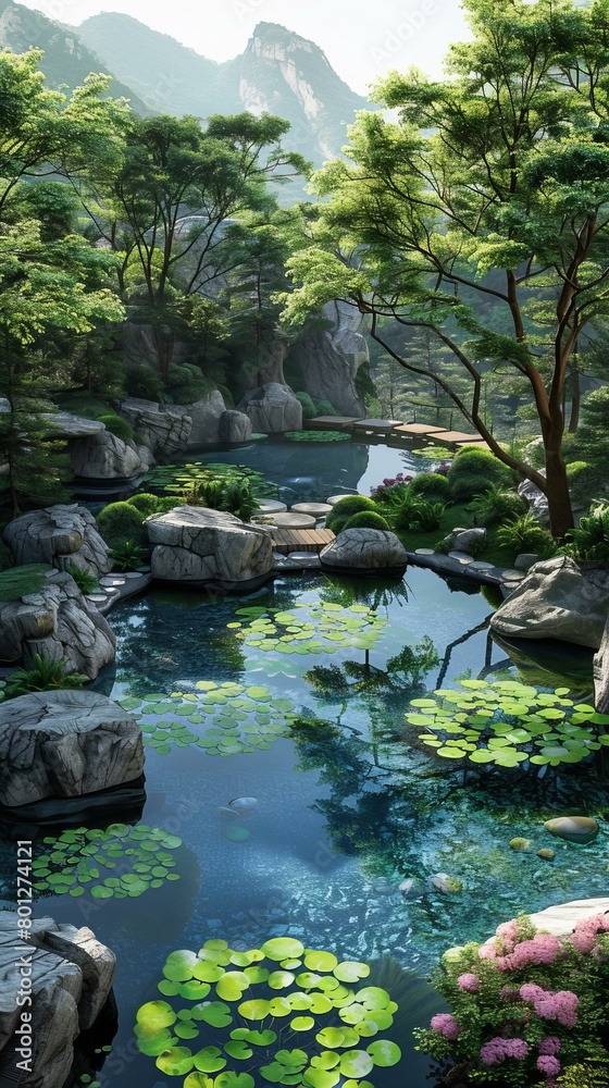 The beauty of nature in a Japanese garden
