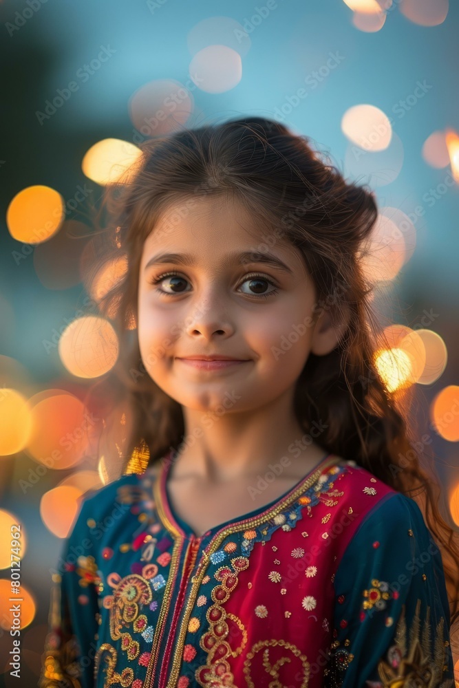 Portrait of a young girl in traditional dress smiling Stock Photo ...