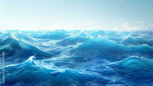 Deep blue ocean waves with white foam