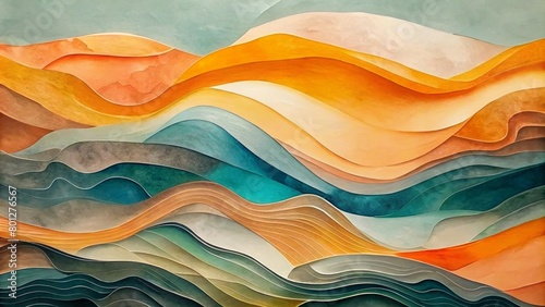 abstract watercolor painting of undulating waves, with muted colors and soft gradients.  photo