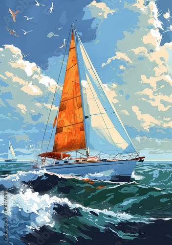 Orange Sails in the Blue Ocean © duyina1990