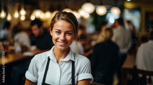 Portrait of a smiling waitress in a restaurant © duyina1990