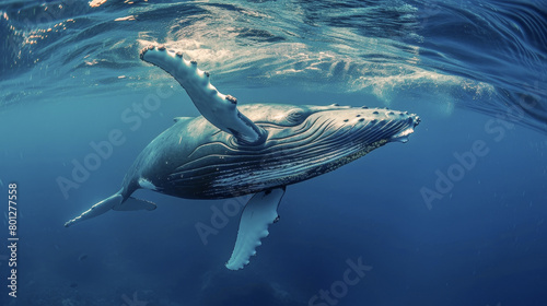 Humpback whale at sea photo