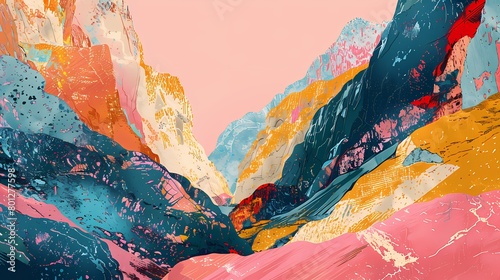 vintage gorges landscape abstract art poster background photo