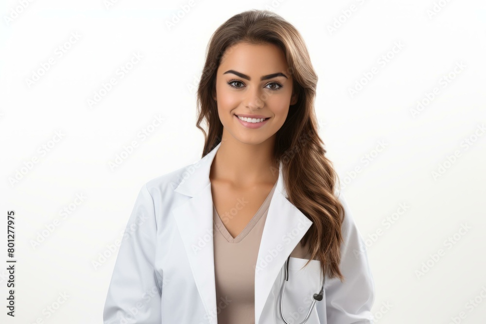 Portrait of a smiling female doctor in a lab coat Portrait of a smiling female doctor in a lab coat