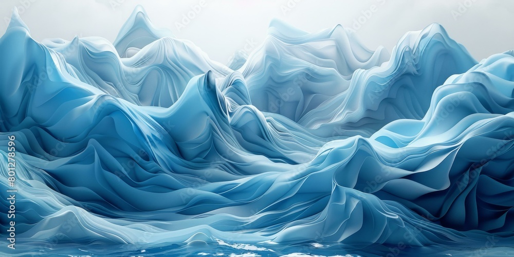 Fototapeta premium Blue and white abstract painting of ocean waves