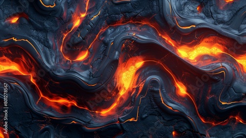 Lava flow over rock surface photo