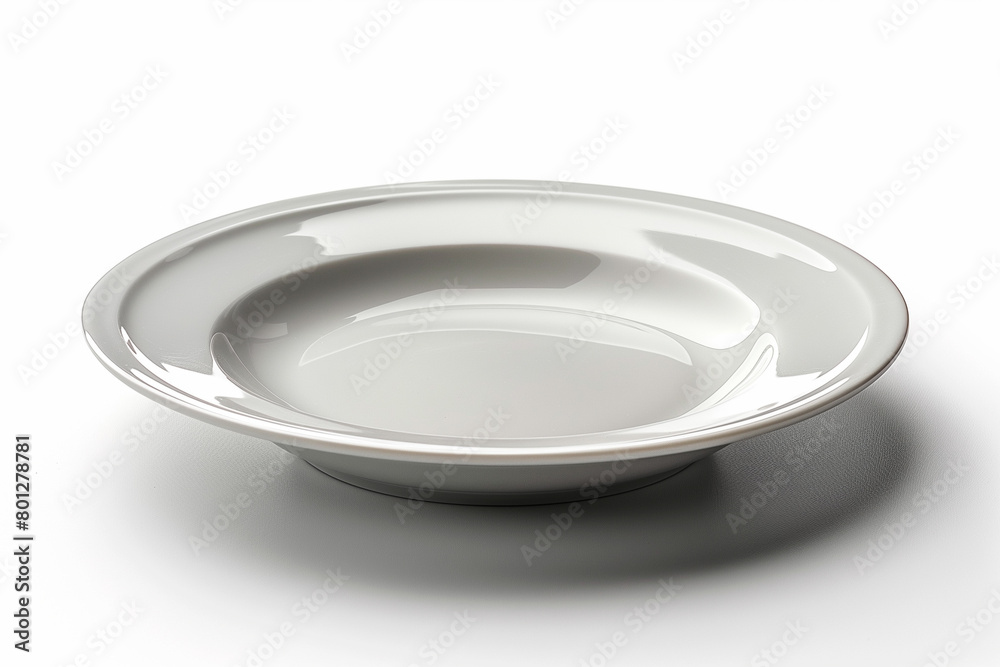 Minimalistic design of empty white plates on a white table. View from above. A set of clean dishes. An aesthetic combination of white porcelain plates. Minimalistic design of empty white plates on a white table. View from above. A set of clean dishes. An aesthetic combination of white porcelain plates.