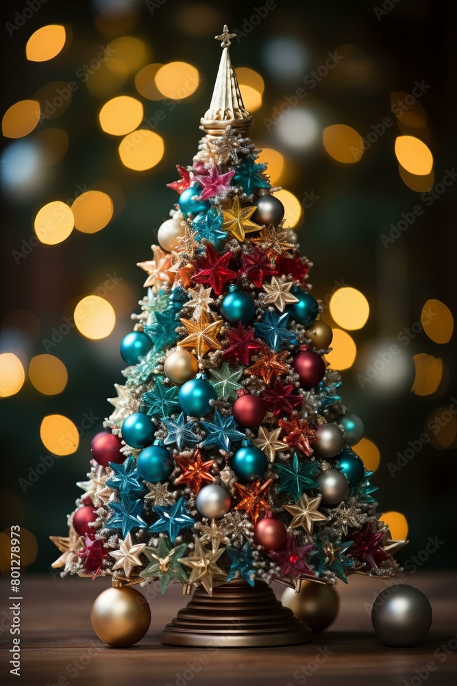 Small Christmas tree with balls and stars Small Christmas tree with balls and stars