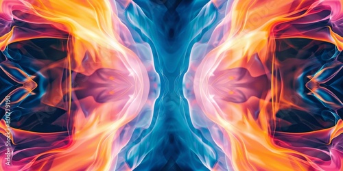 Colorful symmetric fire and ice abstract background photo