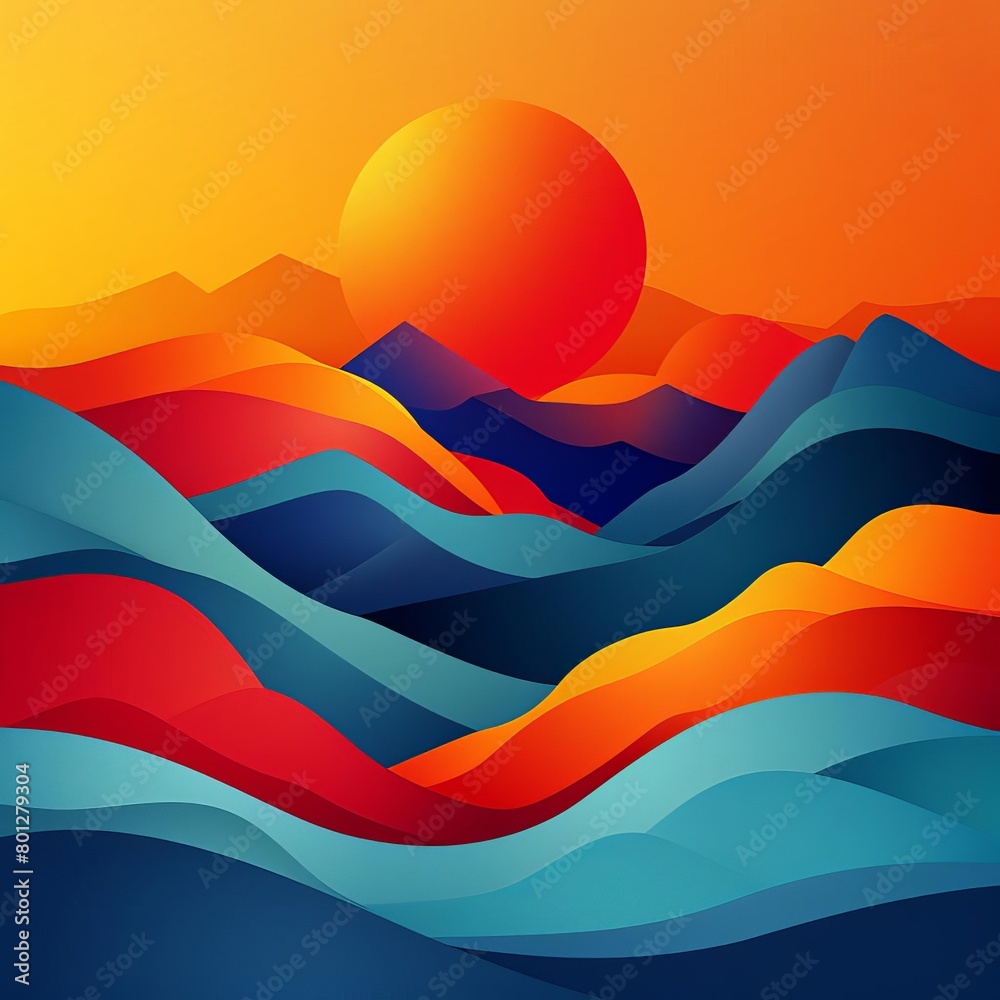 Create a 4k digital painting of a vibrant sunset over a mountain range. The colors should be bold and saturated, and the overall mood should be one of peace and tranquility. Create a 4k digital painting of a vibrant sunset over a mountain range. The colors should be bold and saturated, and the overall mood should be one of peace and tranquility.