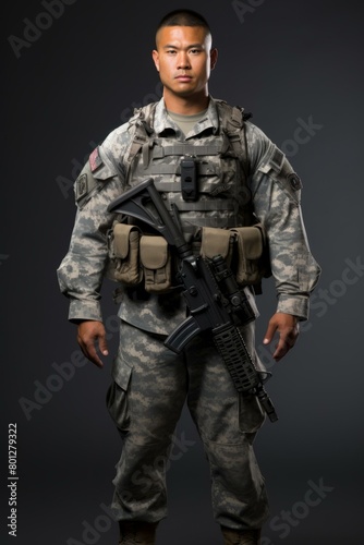 Portrait of an Asian American soldier in uniform