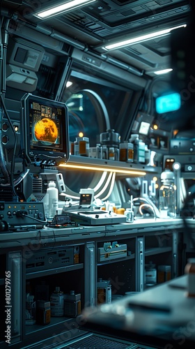 A laboratory in a spaceship.