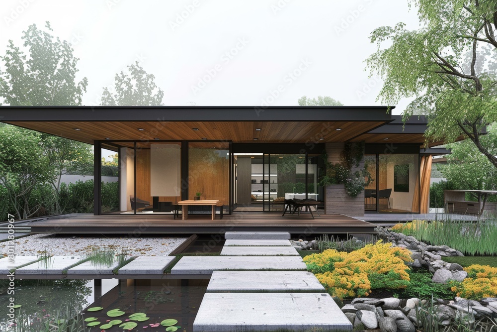 Modern house with minimalist design and natural elements Modern house with minimalist design and natural elements