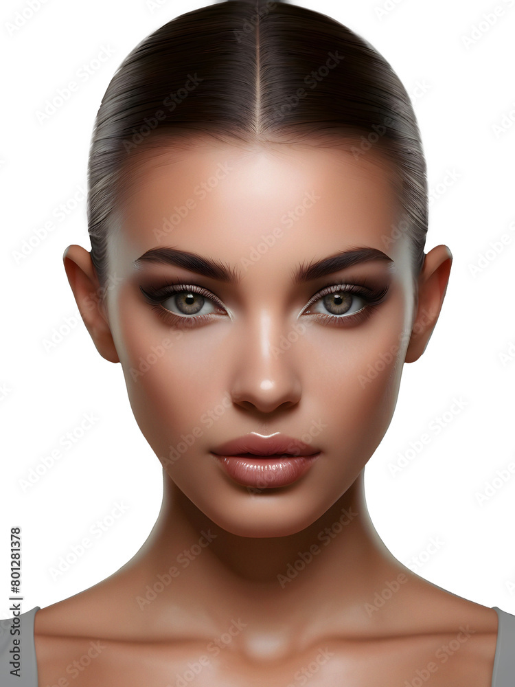 Stunning Pretty Sultry Glamorous Young Model Posing For Headshot 300PPI High Resolution PNG Image