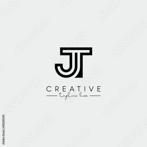 Obraz na płótnie Abstract Minimal Letter JT TJ Initial Based Stylish Line Logo Design Vector. w salonie