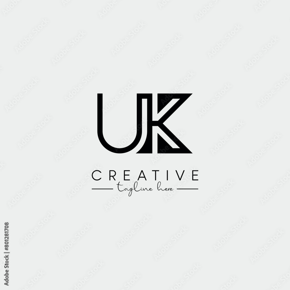 Abstract Minimal Letter UK KU Initial Based Stylish Line Logo Design Vector. Abstract Minimal Letter UK KU Initial Based Stylish Line Logo Design Vector.