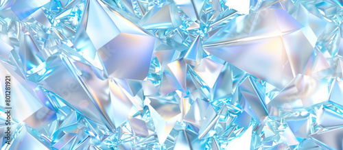 Abstract blue geometric crystal, background seamless pattern texture. 3D render illustration style. Background for wallpaper, tapestry, cloth, fabric printing, web.