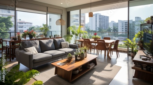 A bright and airy living room with a large balcony