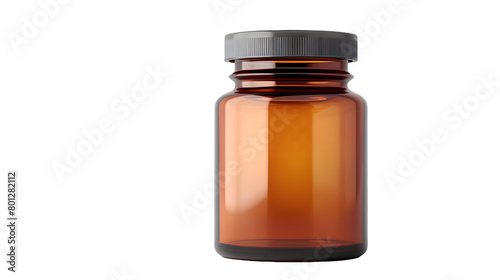 Medicine Bottle Mockup with Child-Proof Cap for Pharmaceutical Products, Isolated on White, Transparent Background, PNG File, Hand Edited Generative AI