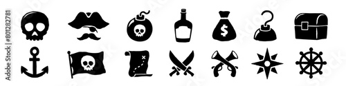 Pirate icon. Pirate symbols hand drawn.