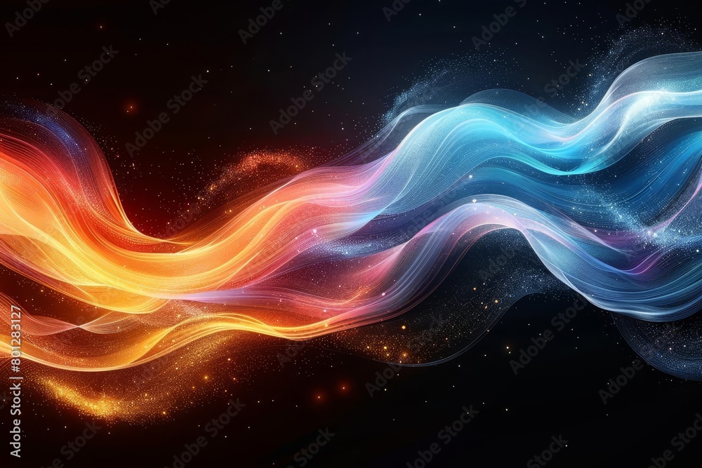 An ethereal interplay of fire and ice, where crimson flames dance alongside cerulean frost