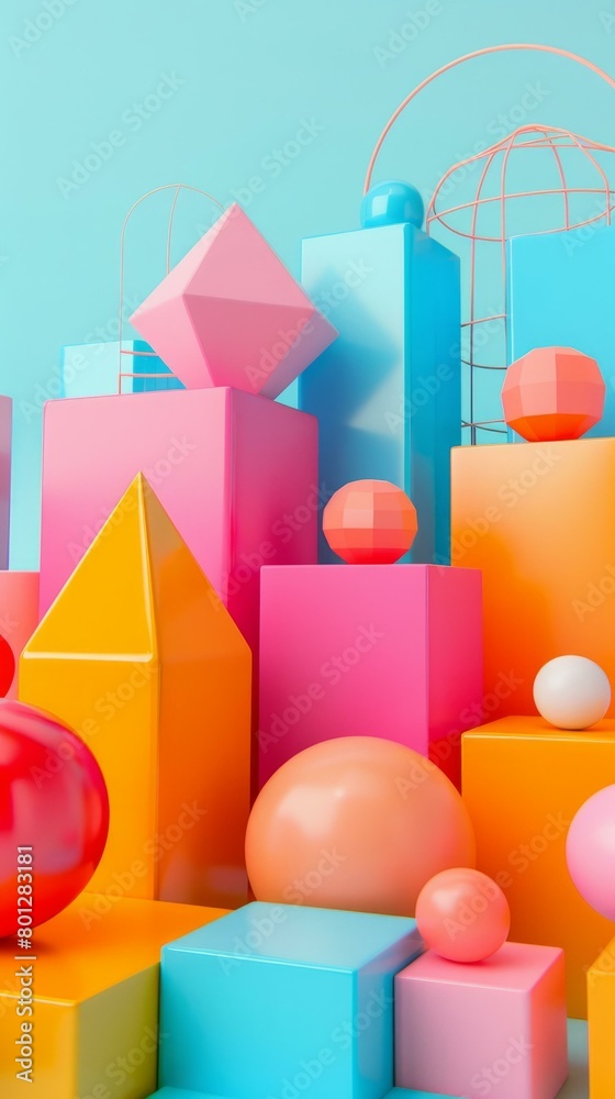 Colorful 3D geometric shapes Colorful 3D geometric shapes