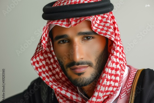 Saudi man wearing ghutra with agal photo