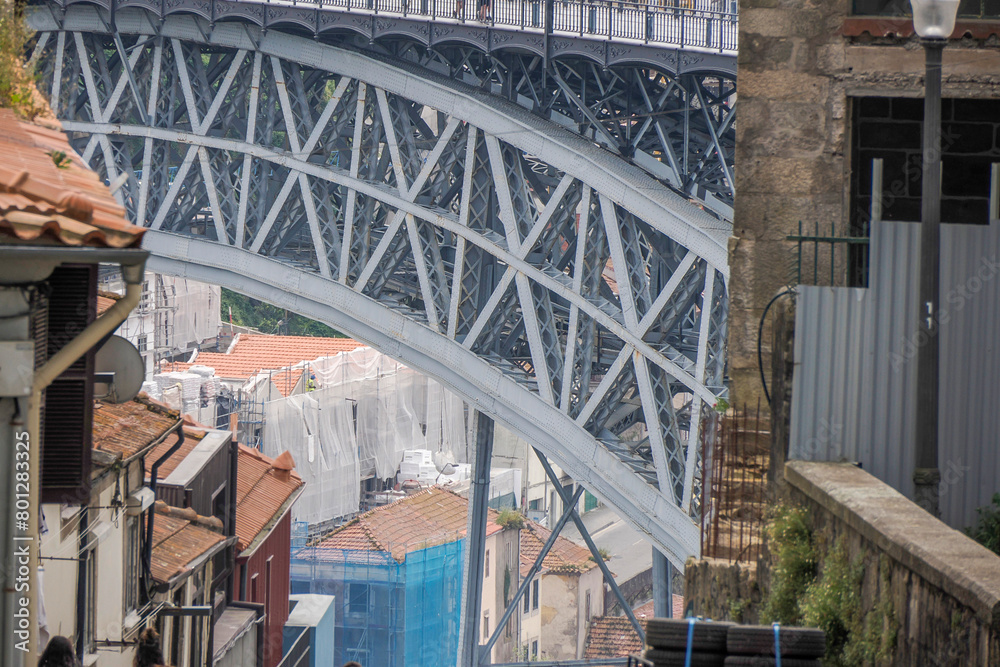 Fototapeta premium porto portugal view from bridge on the Douro River cityscape