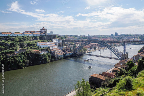 porto portugal view from gaia old town and bridge on the Douro River cityscape