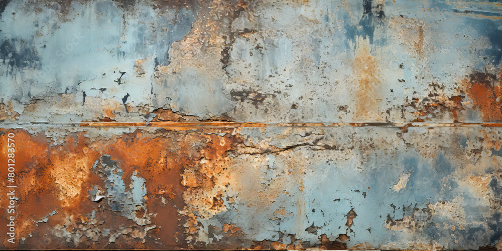A rusty metal surface with a blue sky in the background A rusty metal surface with a blue sky in the background
