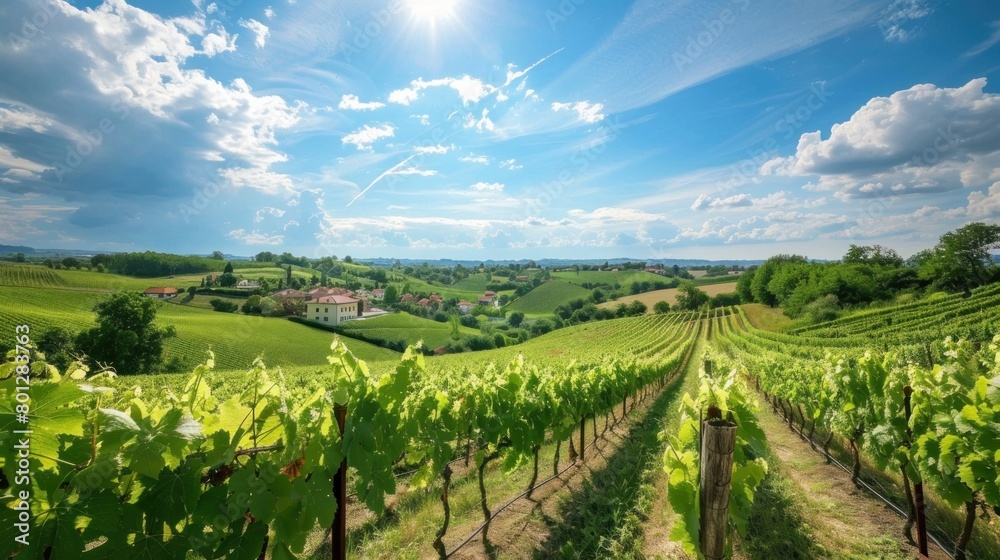 The vineyard sprawls across the landscape, its rows of grapevines basking in the sun, promising a bounty of flavorful grapes destined to become exquisite wines. The vineyard sprawls across the landscape, its rows of grapevines basking in the sun, promising a bounty of flavorful grapes destined to become exquisite wines.