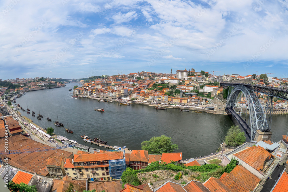 porto portugal view from gaia old town and bridge on the Douro River cityscape