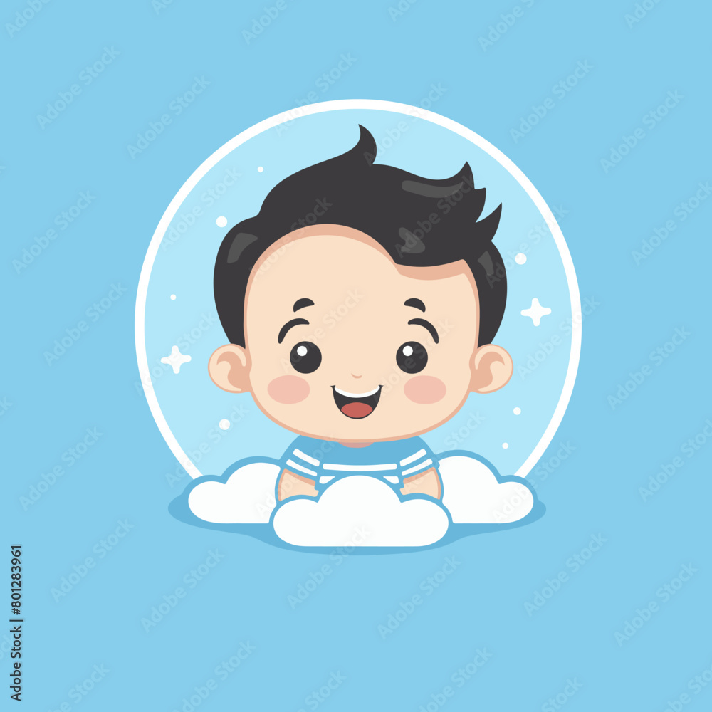 Cute baby icon, little boy portrait. Vector illustration in cartoon style Cute baby icon, little boy portrait. Vector illustration in cartoon style