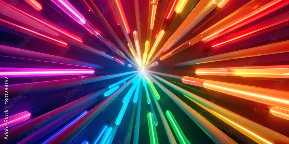 A colorful, neon light display with a rainbow pattern A colorful, neon light display with a rainbow pattern